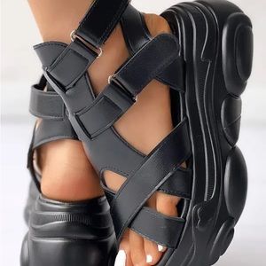 Peep Toe Buckled Platform Sandals size 9.5